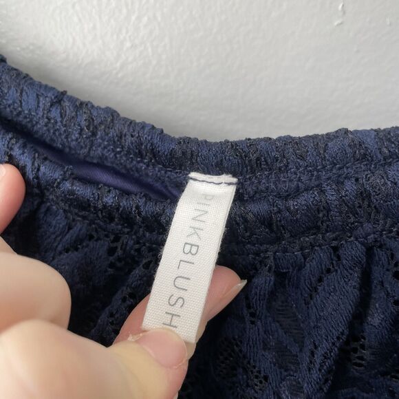 Pinkblush Maternity Blue Lace Off The Shoulder Dress‎ Medium - Picture 6 of 9